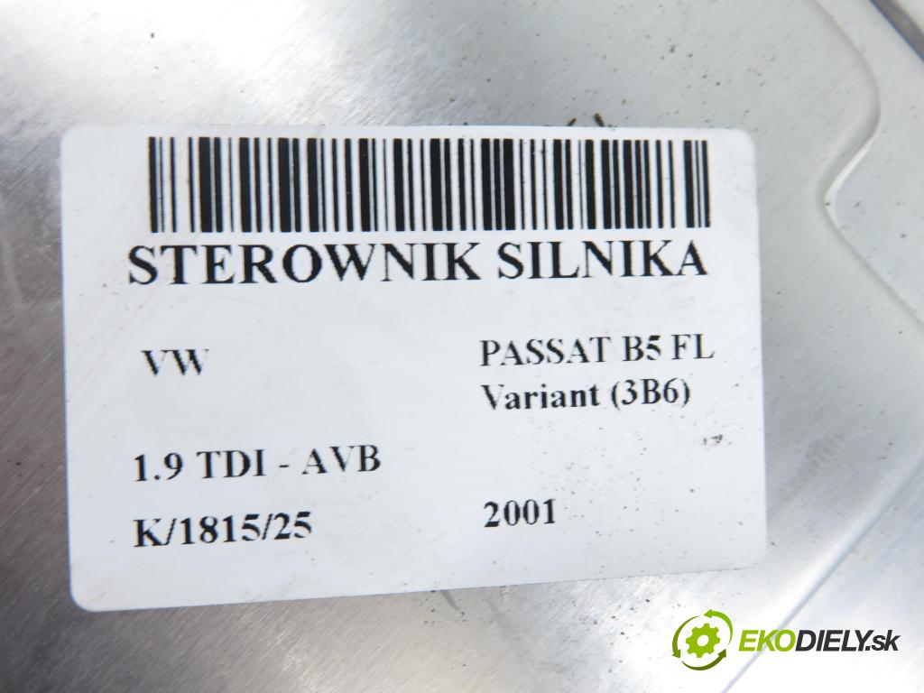VW PASSAT B5.5 Variant (3B6) KOMBI 2001 74,00 1.9 TDI PD 101 - AVB 1896,00 Riadiaca jednotka Motor 038906019EB ; 0281010553