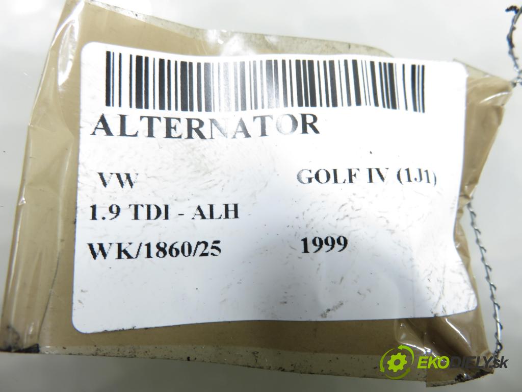 VW GOLF IV (1J1) HB 1999 66,00 1.9 TDI 90 - ALH 1896,00 Alternátor 028903028E ; 0124515010 (Alternátor)