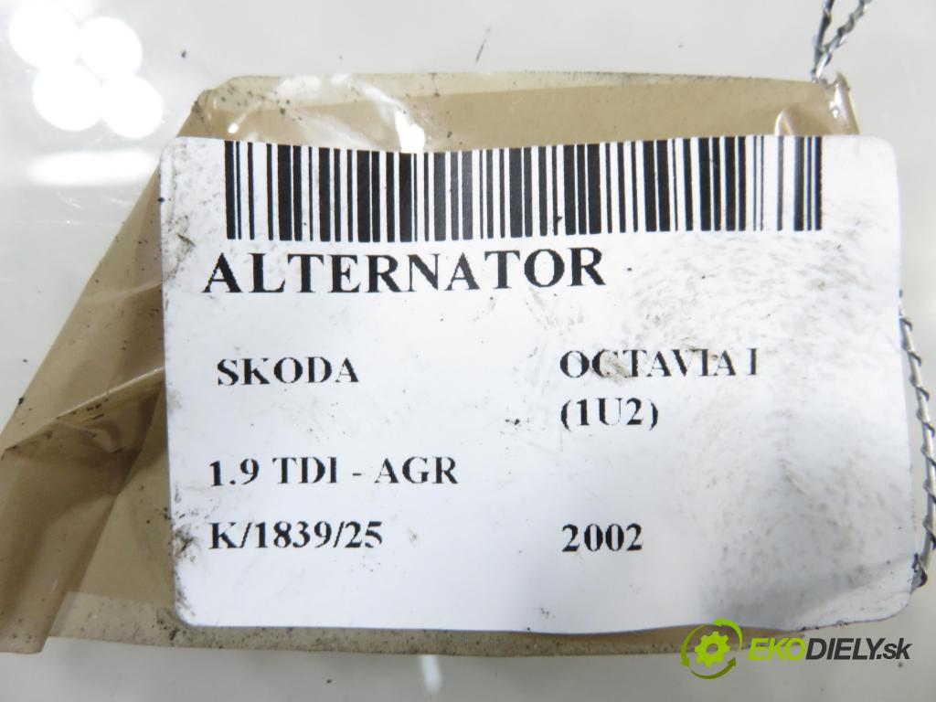 SKODA OCTAVIA I (1U2) LIFTBACK 2002 66,00 1.9 TDI 90- AGR 1896,00 Alternátor 028903028E ; 0124515010290 (Alternátor)
