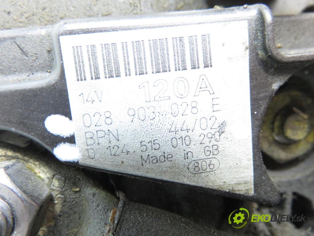 SKODA OCTAVIA I (1U2) LIFTBACK 2002 66,00 1.9 TDI 90- AGR 1896,00 Alternátor 028903028E ; 0124515010290 (Alternátor)