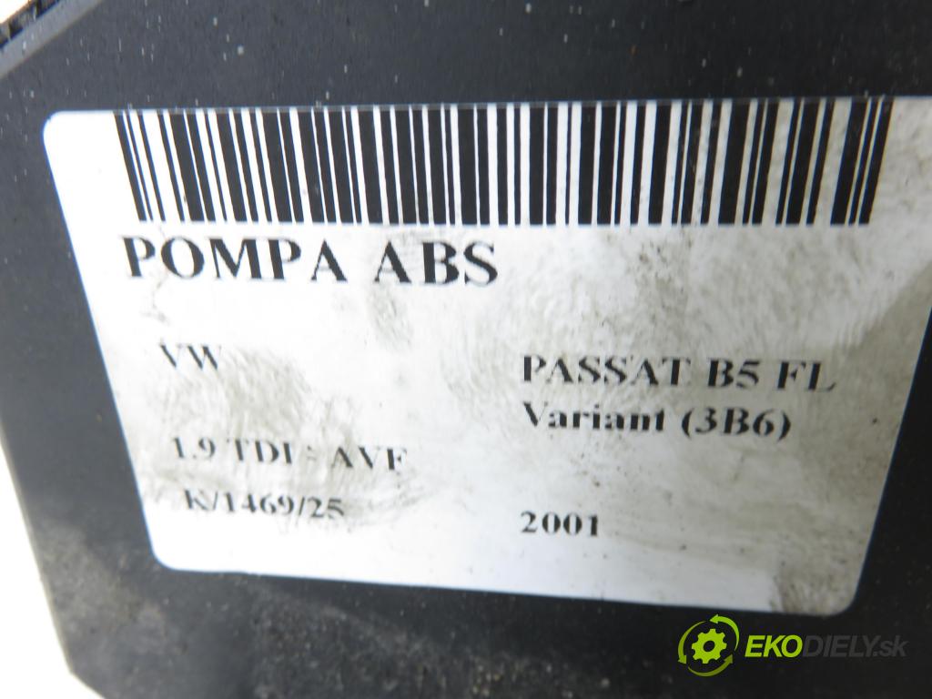 VW PASSAT B5.5 Variant (3B6) KOMBI 2001 96,00 1.9 TDI PD 130 - AVF 1896,00 Pumpa ABS 0265950055 ; 0265225124 ; 4B0614517G (Pumpa ABS)