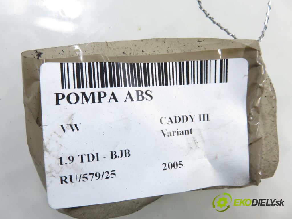 VW CADDY III Variant (2KB, 2KJ, 2CB, 2CJ) KOMBIVAN 2005 77,00 1.9 TDI - BJB 1896,00 Pumpa ABS 2K0907379A ; 10097003173 (Pumpa ABS)