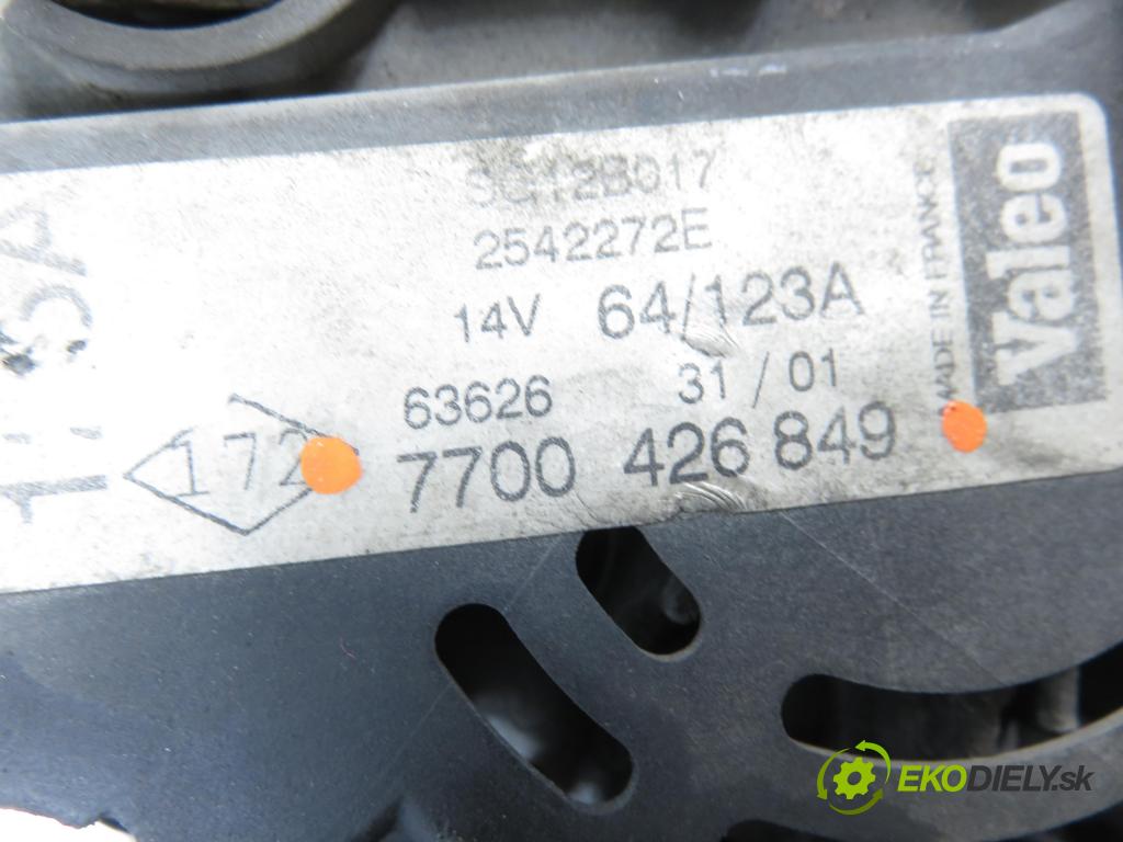 RENAULT KANGOO (KC0/1_) MINIVAN 2004 60,00 1.5 dCi 80 - K9K 702 1461,00 Alternátor 7700426849 (Alternátor)