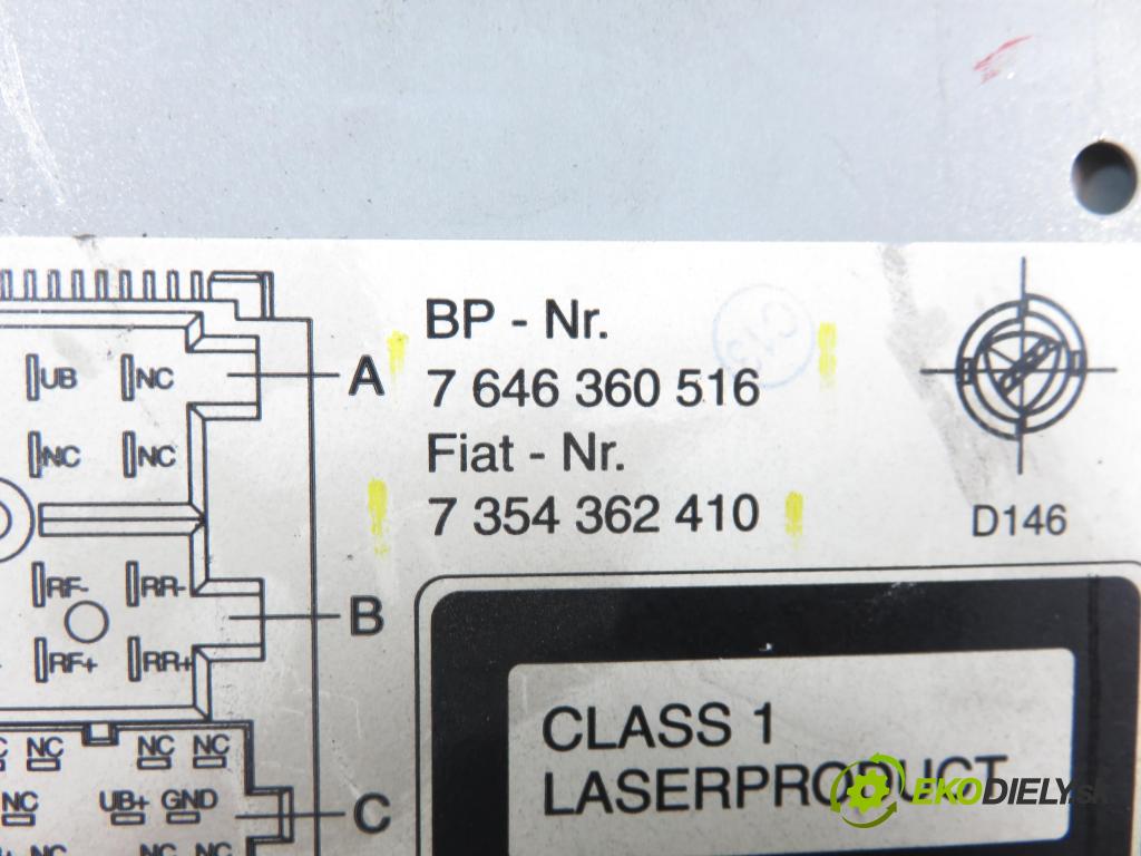 FIAT PANDA (169_) HB 2008 51,00 1.3 D Multijet 4x4 - 188 A8.000 1248,00 RADIO CD 7354362410 ; 7646360516