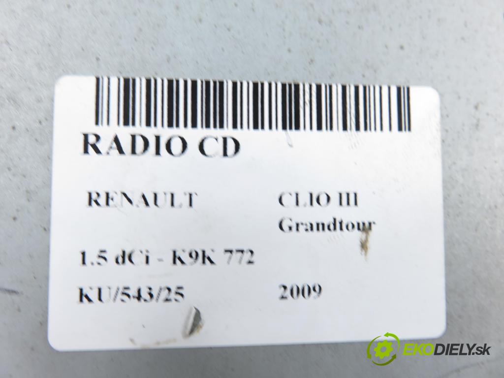 RENAULT CLIO III Grandtour (KR0/1_) KOMBI 2009 65,00 1.5 dCi - K9K 772 1461,00 RADIO CD 281150038R ; 281150038RT ; 281150038RA