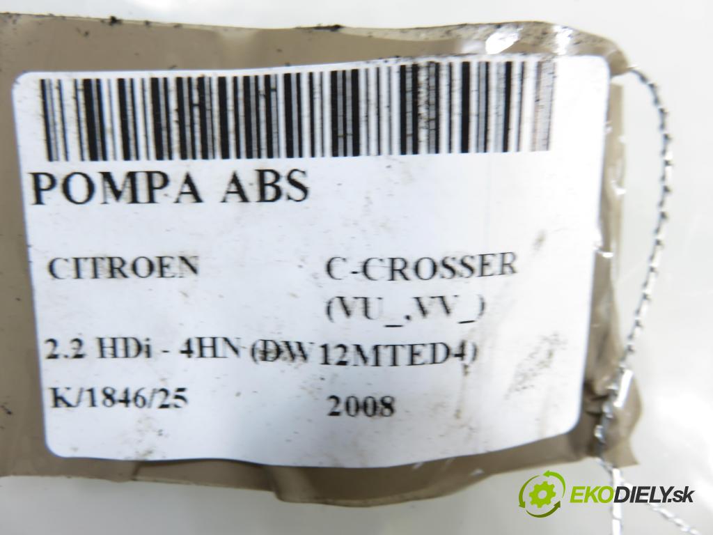 CITROEN C-CROSSER (EP_) SUV 2008 115,00 2.2 HDi 160 - 4HN (DW12MTED4) 2179,00 Pumpa ABS 06210951003 ; 4670A340 ; 06210209344 (Pumpa ABS)