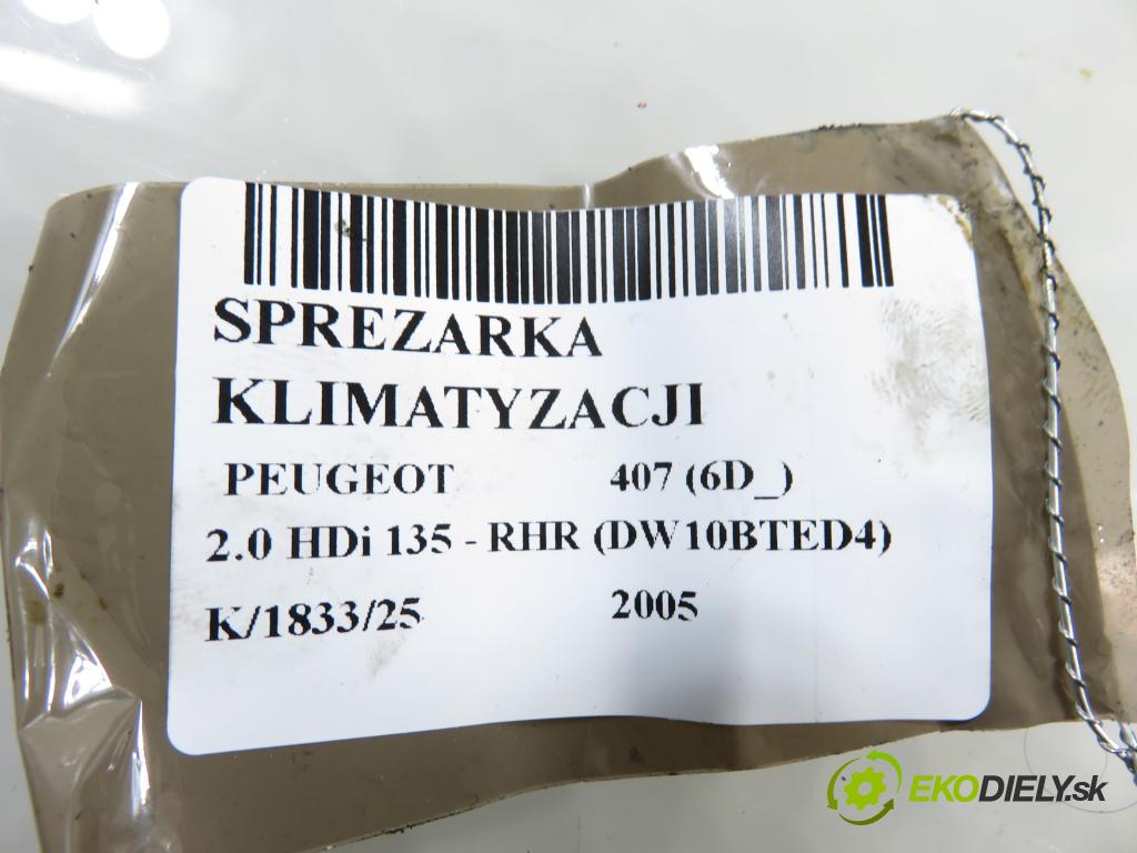PEUGEOT 407 (6D_) SEDAN 2005 100,00 2.0 HDi 135 - RHR 1997,00 KOMPRESOR: klimatizácie 9648138980 (Kompresor klimatizácie)
