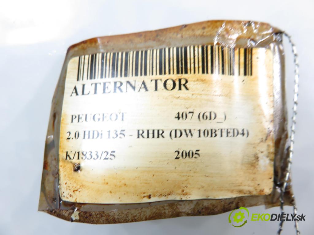 PEUGEOT 407 (6D_) SEDAN 2005 100,00 2.0 HDi 135 - RHR 1997,00 Alternátor 9654752880 ; A004TJ0084C (Alternátor)