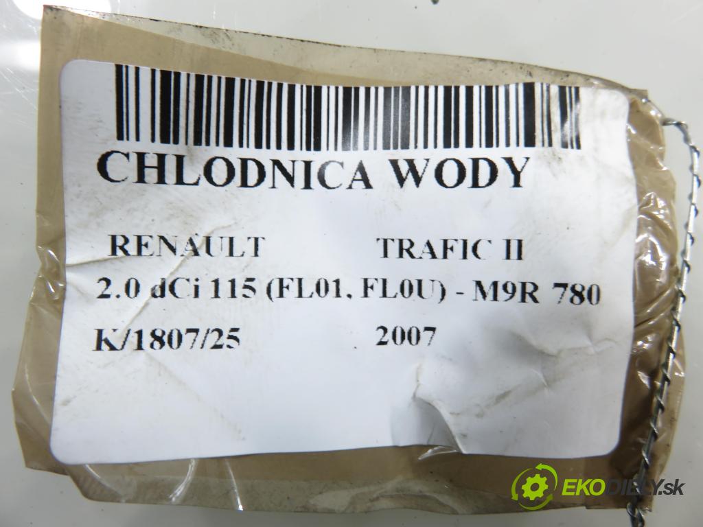 RENAULT TRAFIC II Skrzynia (FL) FURGON 2007 84,00 2.0 dCi 115 - M9R 780 1995,00 chladič vody 8200411166D ; 93854164 ; 992566M