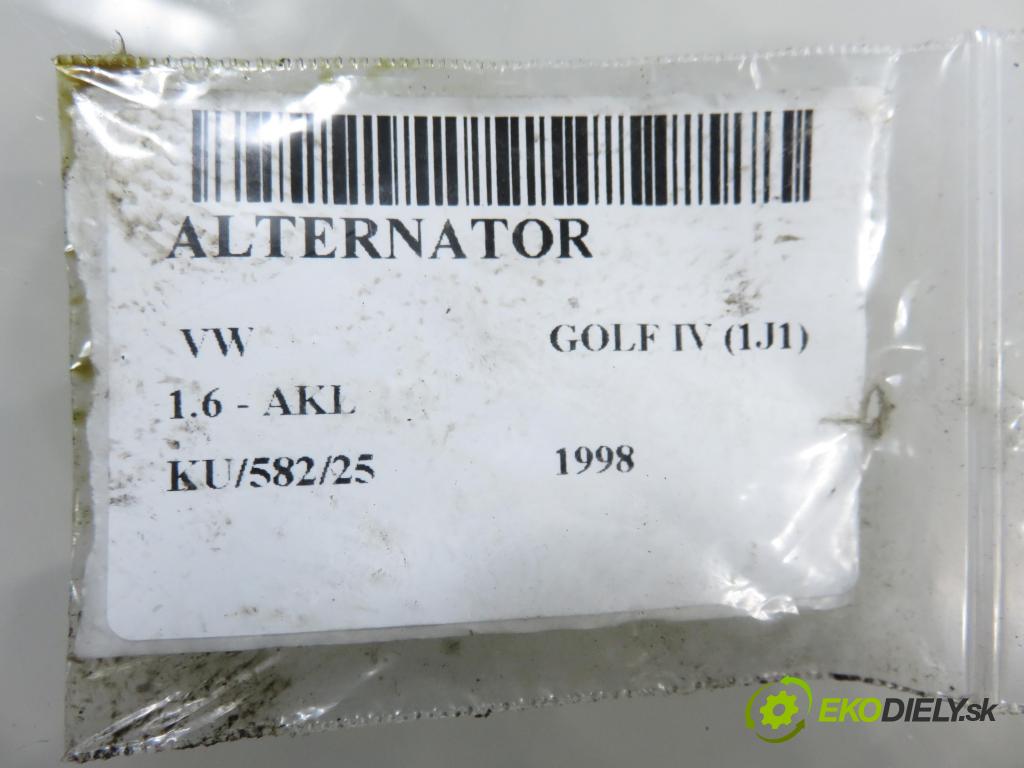 VW GOLF IV (1J1) HB 1998 74,00 1.6 - AKL 1595,00 Alternátor 037903025C ; 0124320034 (Alternátor)