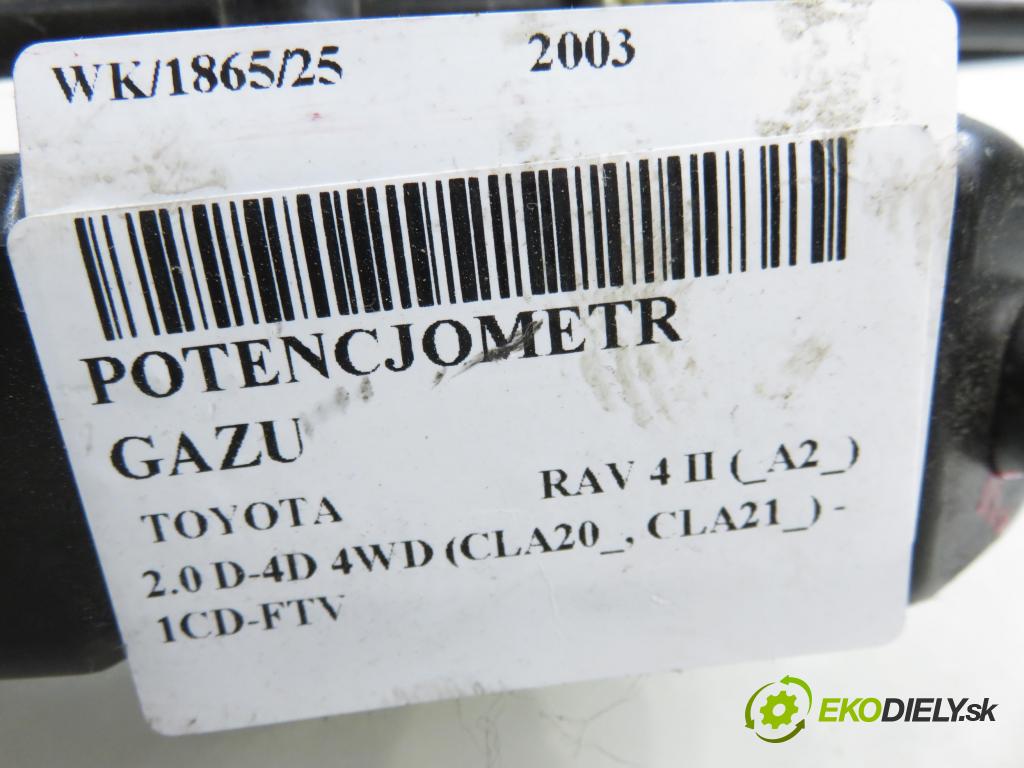 TOYOTA RAV 4 II (_A2_) SUV 2003 85,00 2.0 D-4D 4WD 116 - 1CD-FTV 1995,00 Potenciometer plynu 8928133010 ; 7801042020 (Potenciometer plynového pedálu)