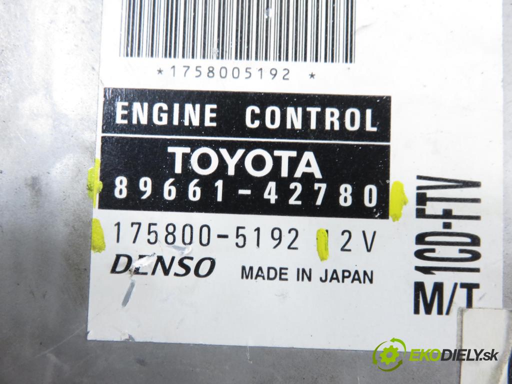 TOYOTA RAV 4 II (_A2_) SUV 2003 85,00 2.0 D-4D 4WD 116 - 1CD-FTV 1995,00 Riadiaca jednotka Motor 8966142780 ; 1758005192