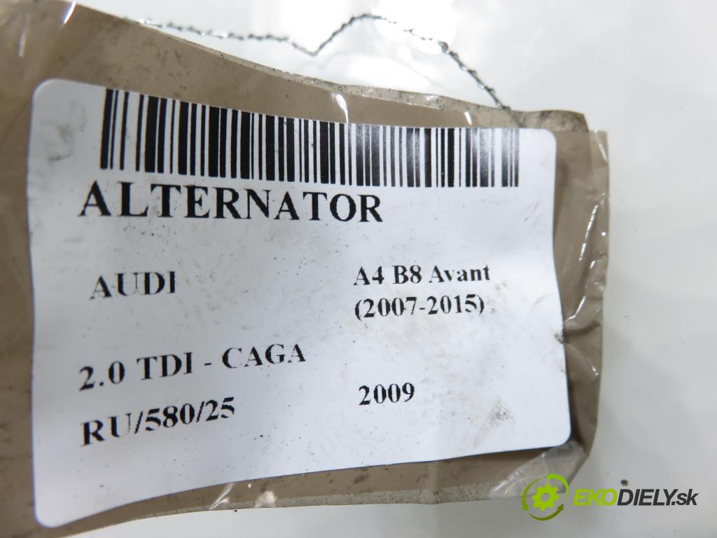 AUDI A4 Avant (8K5, B8) KOMBI 2009 105,00 2.0 TDI - CAGA 1968,00 Alternátor 03G903016E ; 01245251147 (Alternátor)