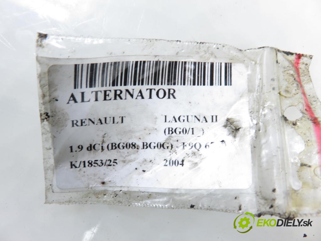 RENAULT LAGUNA II (BG0/1_) LIFTBACK 2004 88,00 1.9 dCi (BG08, BG0G) - F9Q 674 1870,00 Alternátor 8200251006 ; 0124525076 (Alternátor)