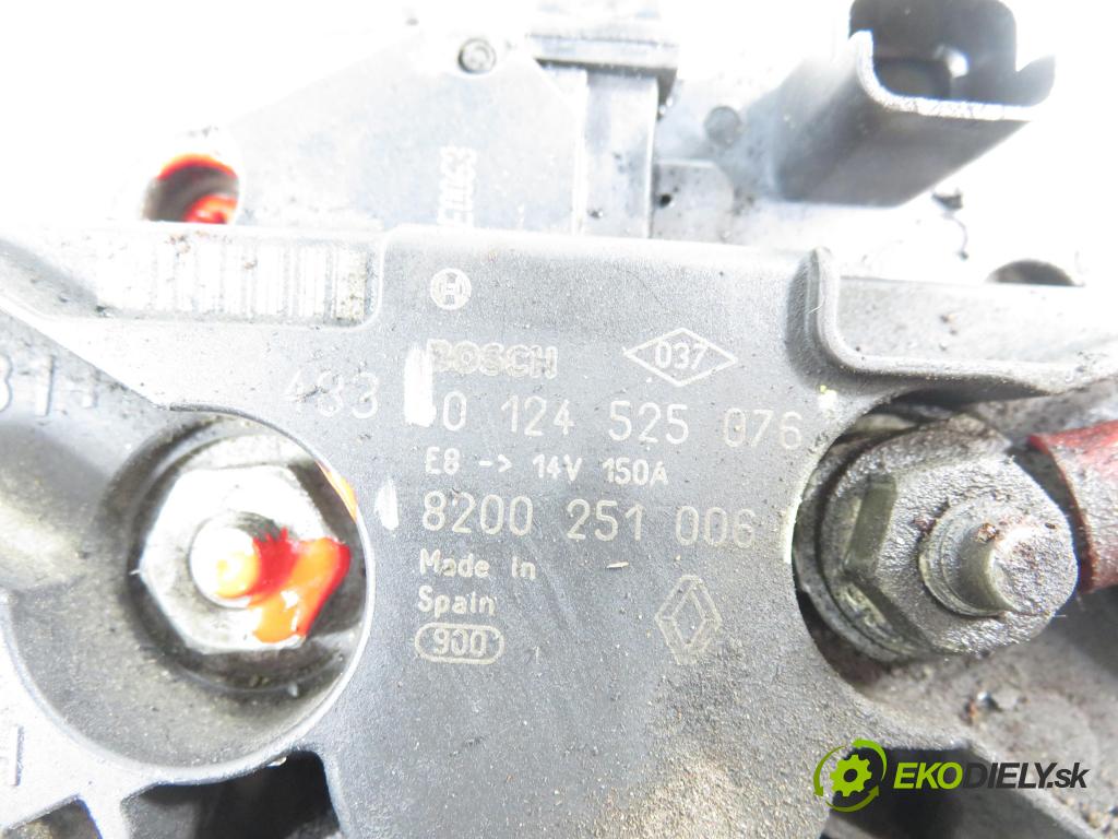 RENAULT LAGUNA II (BG0/1_) LIFTBACK 2004 88,00 1.9 dCi (BG08, BG0G) - F9Q 674 1870,00 Alternátor 8200251006 ; 0124525076 (Alternátor)