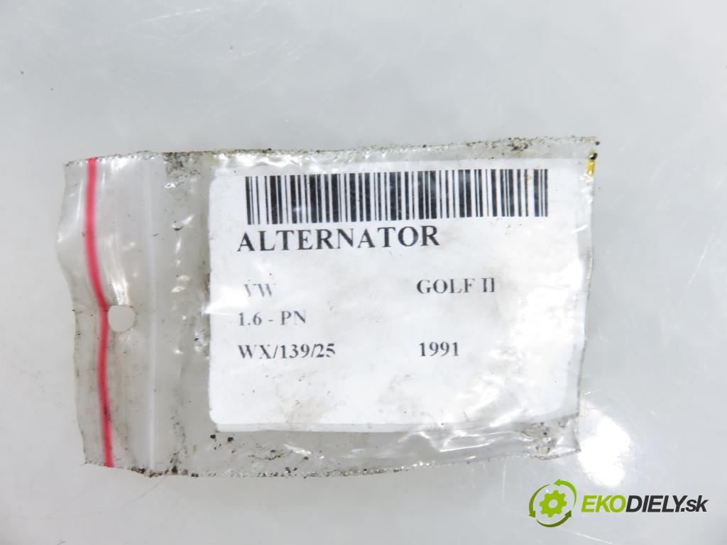 VW GOLF II (19E, 1G1) HB 1991 51,00 1.6 - PN 1595,00 Alternátor  (Alternátor)