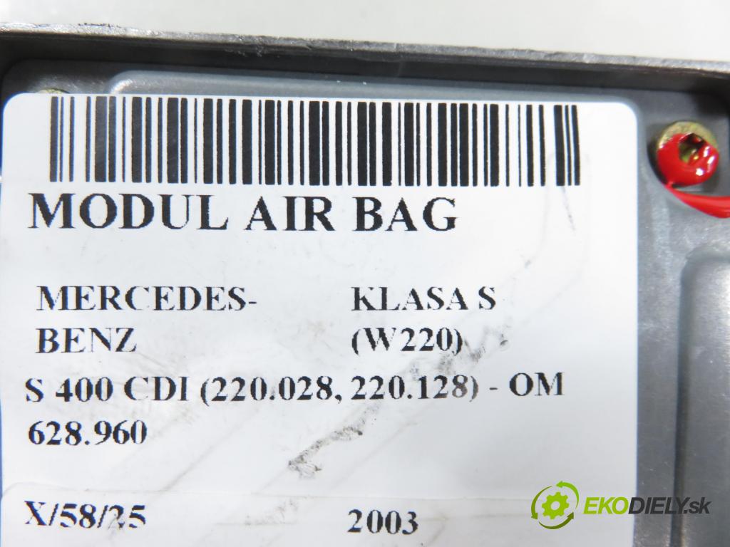 MERCEDES-BENZ KLASA S (W220) SEDAN 2003 191,00 S 400 CDI V8 260 - OM 628.960 3996,00 MODUL air BAG 2208203085 ; 0285001443
