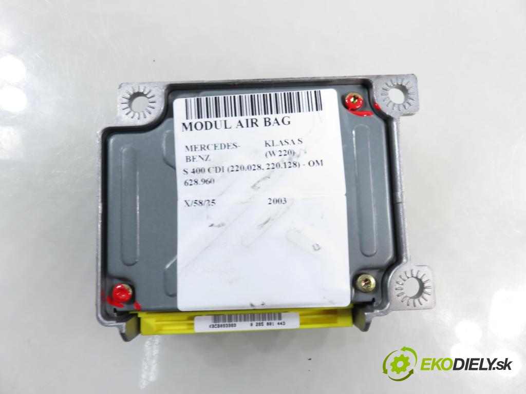 MERCEDES-BENZ KLASA S (W220) SEDAN 2003 191,00 S 400 CDI V8 260 - OM 628.960 3996,00 MODUL air BAG 2208203085 ; 0285001443
