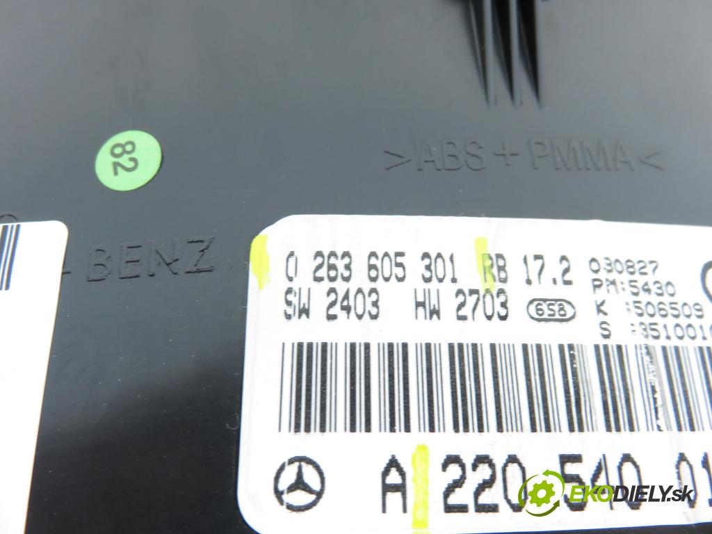 MERCEDES-BENZ KLASA S (W220) SEDAN 2003 191,00 S 400 CDI V8 260 - OM 628.960 3996,00 Prístrojovka elektrický 2205400147 ; 0263605301