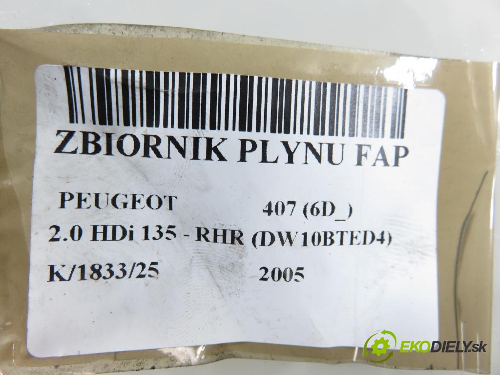 PEUGEOT 407 (6D_) SEDAN 2005 100,00 2.0 HDi 135 - RHR 1997,00 Nádržka KAPALINA: FAP 9642944280