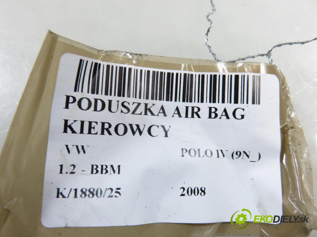 VW POLO (9N_) HB 2008 44,00 1.2 6V 60 - BBM 1198,00 AirBag air BAG volantu 6Q0880201AC