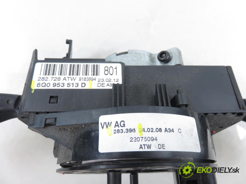 VW POLO (9N_) HB 2008 44,00 1.2 6V 60 - BBM 1198,00 páčka/prepínač 6Q0953513D ; 283396