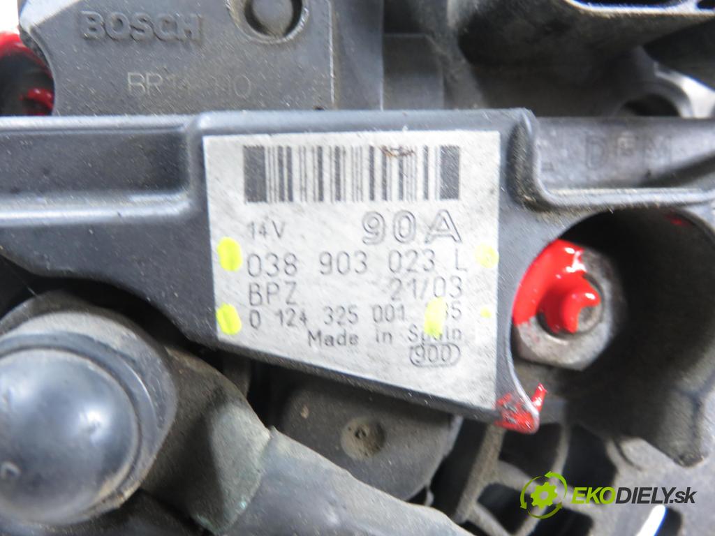 SEAT IBIZA III (6L1) HB 2003 96,00 1.9 TDI PD 130 - ASZ 1896,00 Alternátor 038903023L ; 0124325001 (Alternátor)
