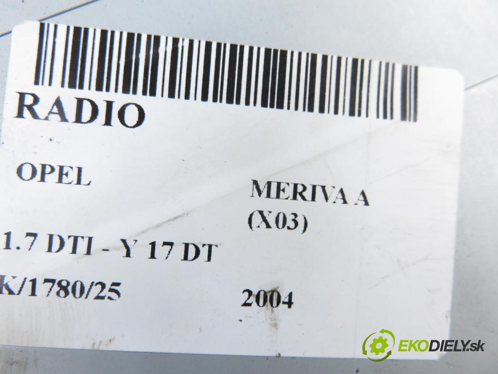 OPEL MERIVA A nadwozie wielkoprzestrzenne (MPV) (X03) MINIVAN 2004 55,00 1.7 DTI 75 - Y 17 DT 1686,00 RADIO CD 24469305