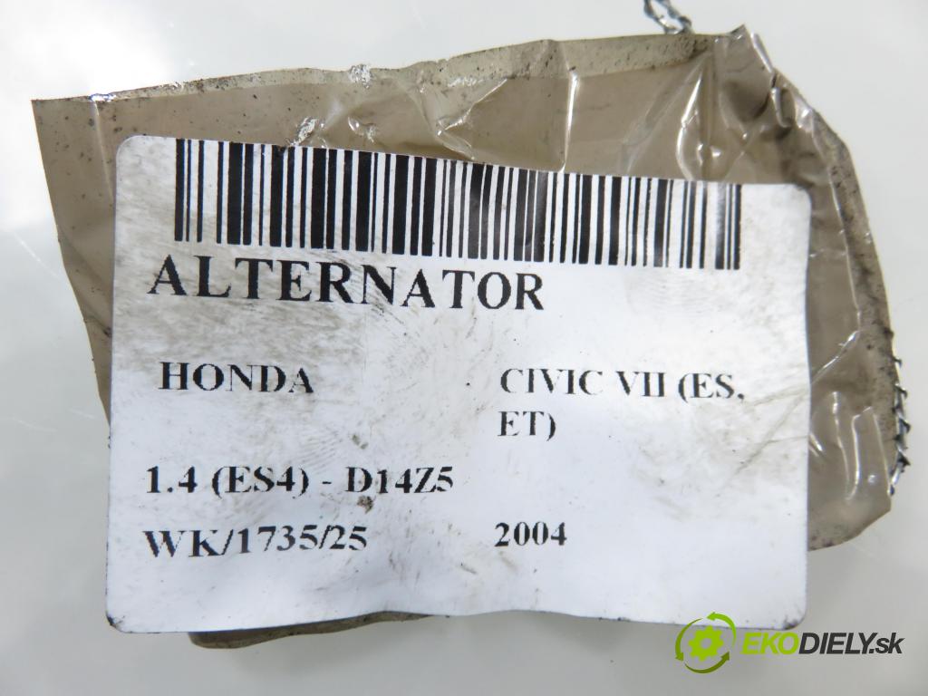 HONDA CIVIC VII Hatchback (EU, EP, EV) HB 2004 55,00 1.4 i 75 - D14Z6 1396,00 Alternátor  (Alternátor)