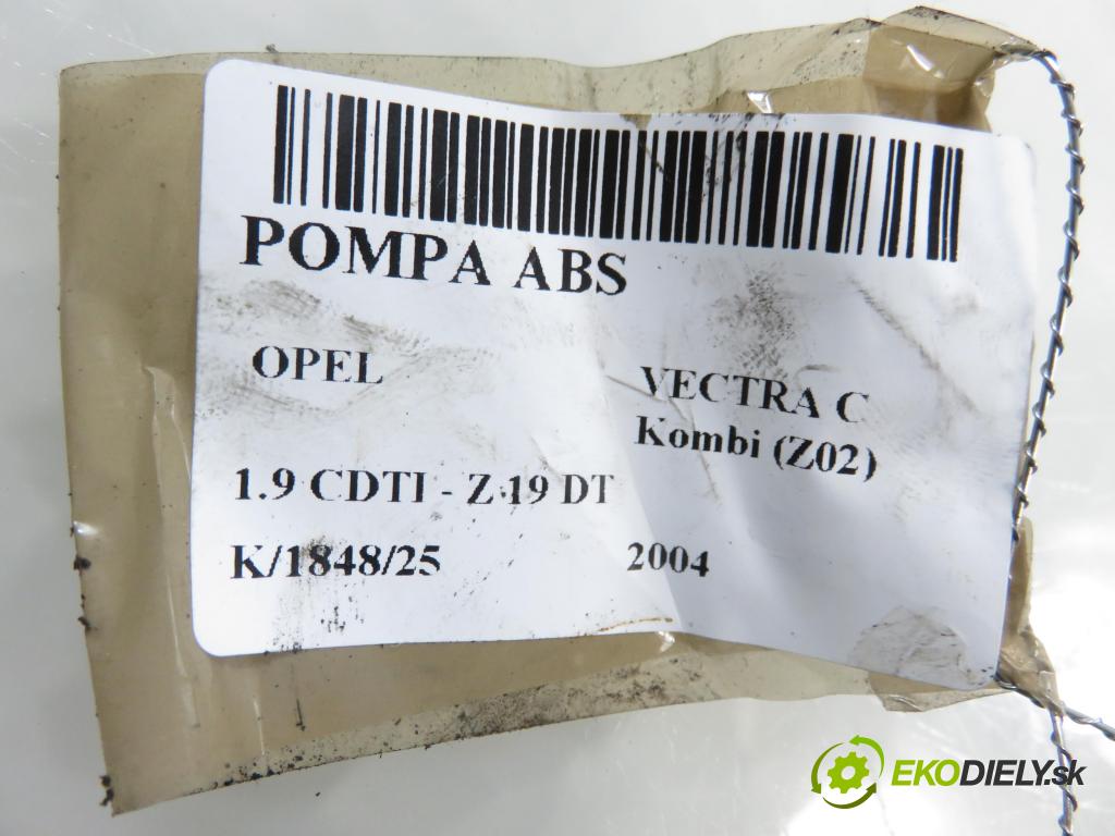 OPEL VECTRA C Kombi (Z02) KOMBI 2004 88,00 1.9 CDTI - Z 19 DT 1910,00 Pumpa ABS 13509220AE ; 13663919 (Pumpa ABS)