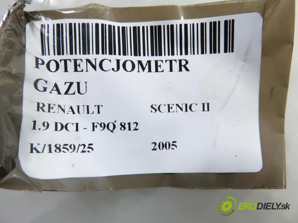 RENAULT SCENIC II (JM0/1_) MINIVAN 2005 88,00 1.9 DCI - F9Q 812 1870,00 Potenciometer plynu 8200159645 (Potenciometer plynového pedálu)