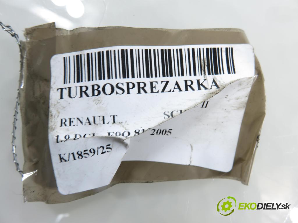 RENAULT SCENIC II (JM0/1_) MINIVAN 2005 88,00 1.9 DCI - F9Q 812 1870,00 Turbodúchadlo 8200369581 (Turbodúchadlo (kompletné))