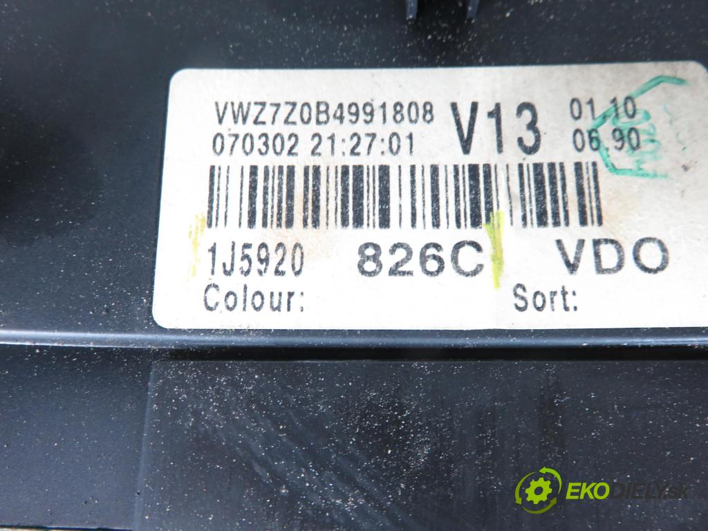 VW GOLF IV (1J1) HB 2002 74,00 1.9 TDI PD 101 - ATD 1896,00 Prístrojovka elektrický 1J5920826C