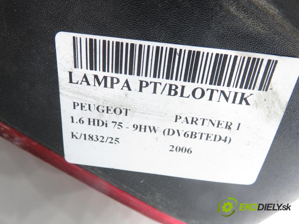 PEUGEOT PARTNER Combispace (5F) KOMBIVAN 2006 55,00 1.6 HDi 75 - 9HW (DV6BTED4) 1560,00 Svetlo pravé zadné 9657976980 ; 9657976780