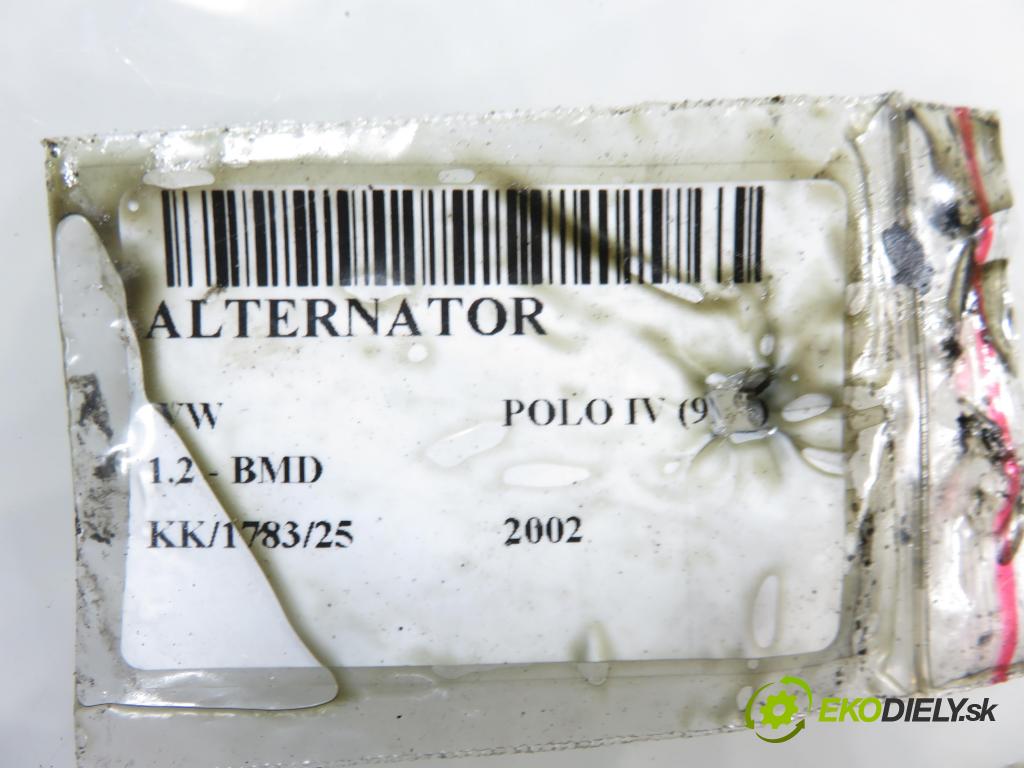 VW POLO (9N_) HB 2002 40,00 1.2 - BMD 1198,00 Alternátor 03D903025E (Alternátor)