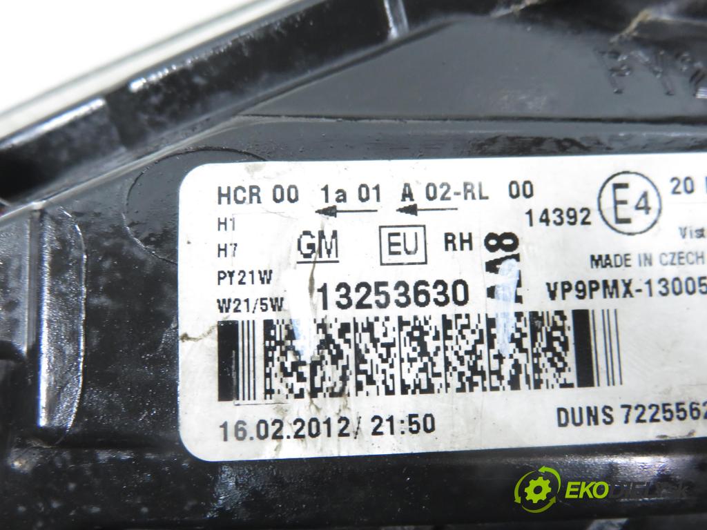 OPEL MERIVA B nadwozie wielkoprzestrzenne (MPV) (S10) MINIVAN 2008 88,00 1.4 LPG - A 14 NEL 1364,00 Svetlo PP 13253630
