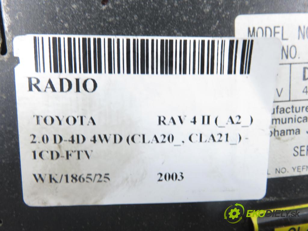 TOYOTA RAV 4 II (_A2_) SUV 2003 85,00 2.0 D-4D 4WD 116 - 1CD-FTV 1995,00 RADIO CD 8612042061