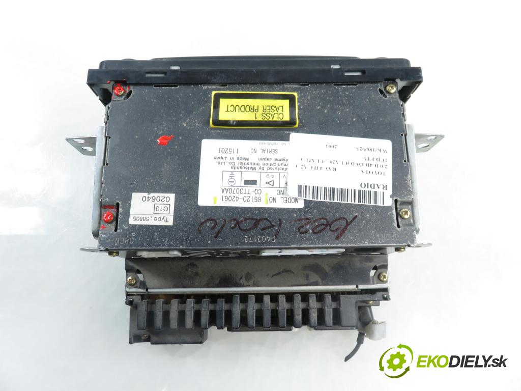 TOYOTA RAV 4 II (_A2_) SUV 2003 85,00 2.0 D-4D 4WD 116 - 1CD-FTV 1995,00 RADIO CD 8612042061