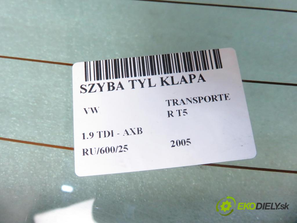 VW TRANSPORTER V Skrzynia (7HA, 7HH, 7EA, 7EH) FURGON 2005 77,00 1.9 TDI PD 105 - AXB 1896,00 Okno zadné kapota