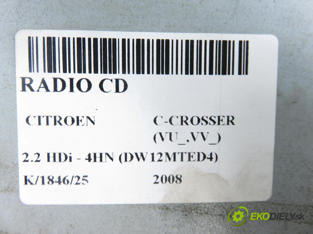 CITROEN C-CROSSER (EP_) SUV 2008 115,00 2.2 HDi 160 - 4HN (DW12MTED4) 2179,00 RADIO CD 8750A139