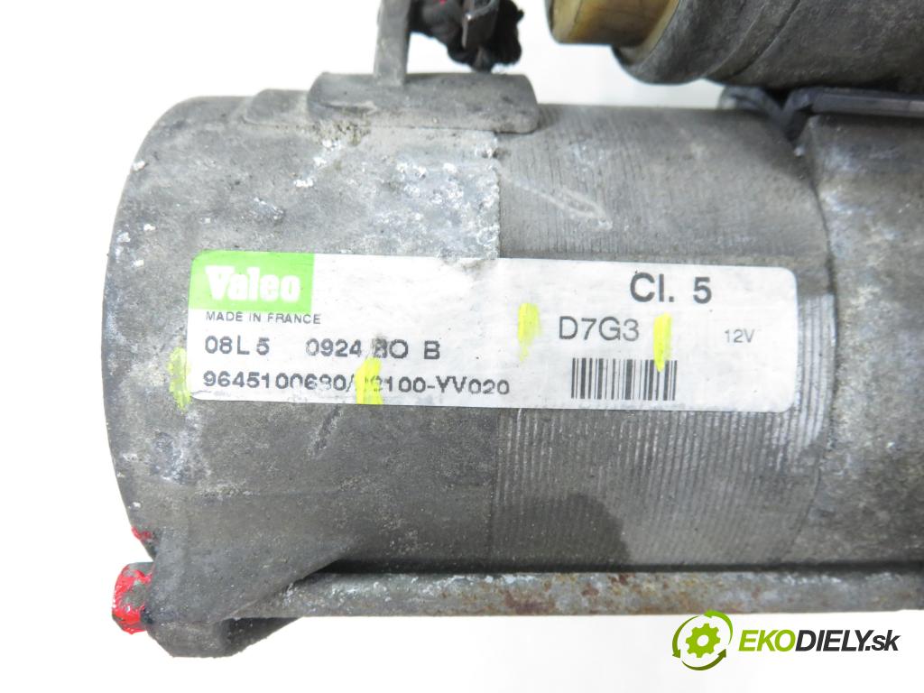 PEUGEOT 206 liftback (2A/C) HB 2005 51,00 1.4 HDi - 8HX (DV4TD) 1398,00 startér 9645100680 ; D7G3 (Startér)