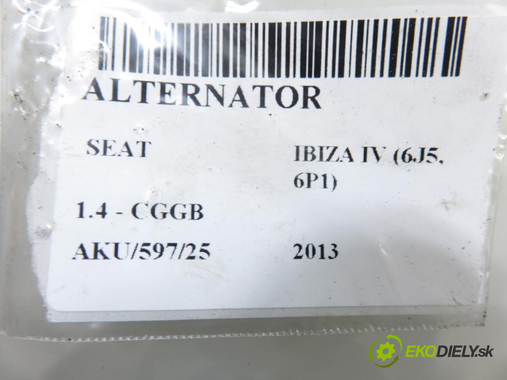 SEAT IBIZA IV (6J5, 6P1) HB 2013 63,00 1.4 - CGGB 1390,00 Alternátor 037903025M ; 0124325013 (Alternátor)