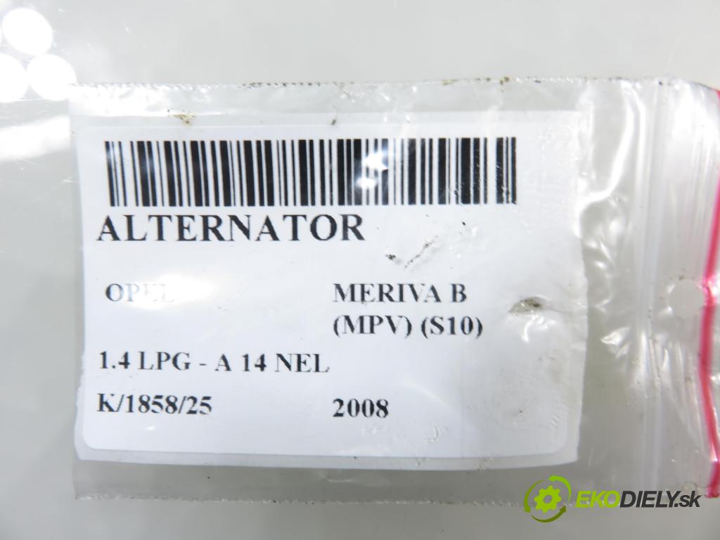 OPEL MERIVA B nadwozie wielkoprzestrzenne (MPV) (S10) MINIVAN 2008 88,00 1.4 LPG - A 14 NEL 1364,00 Alternátor  (Alternátor)