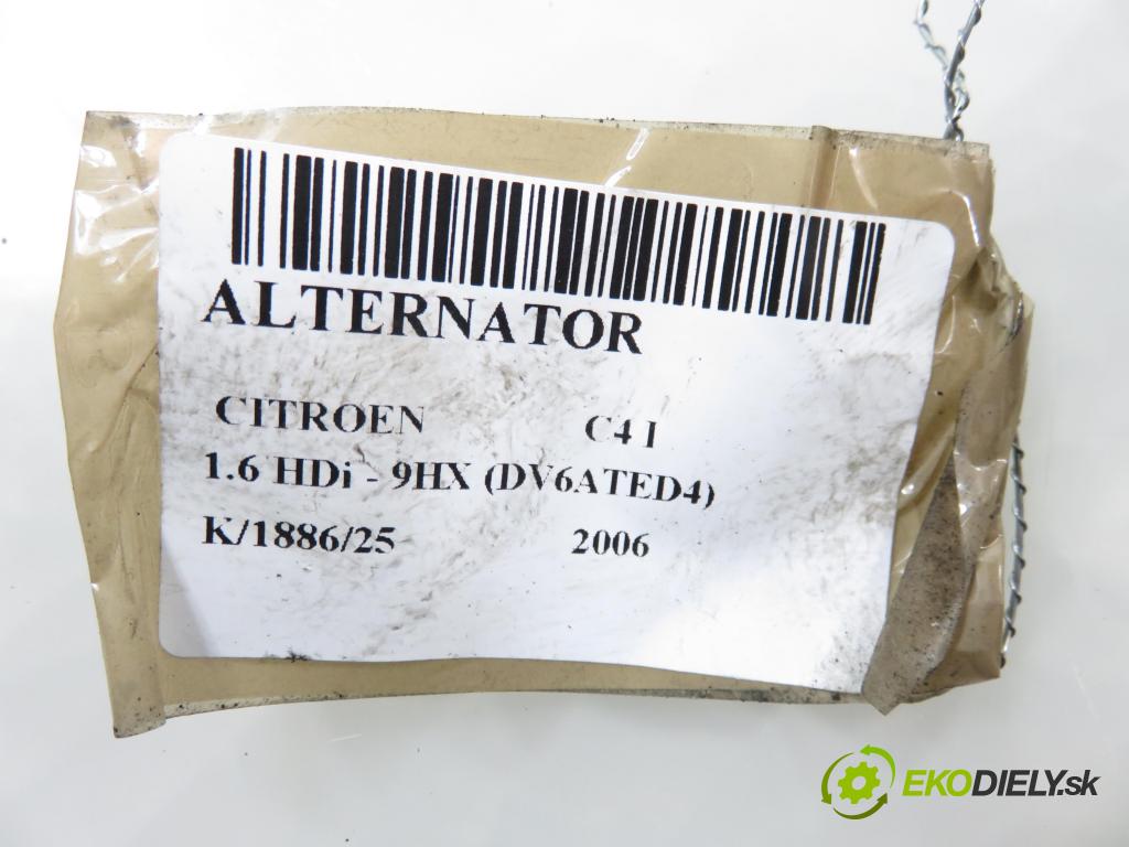CITROEN C4 I (LC_) HB 2006 66,00 1.6 HDi - 9HX (DV6ATED4) 1560,00 Alternátor 9646321880 ; 0124525035 (Alternátor)