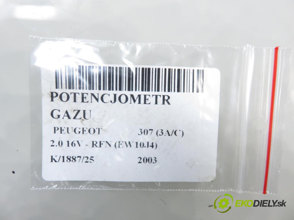 PEUGEOT 307 (3A/C) HB 2003 100,00 2.0 16V - RFN (EW10J4) 1997,00 Potenciometer plynu 0280752251 ; 9646702180 (Potenciometer plynového pedálu)