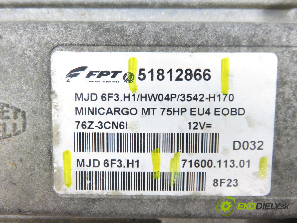 FIAT FIORINO nadwozie zamknięte / kombi (225_) FURGON 2008 55,00 1.3 D Multijet 1248,00 Riadiaca jednotka Motor 51812866 ; MJD6F3H1 ; 7160011301