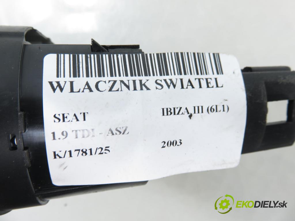 SEAT IBIZA III (6L1) HB 2003 96,00 1.9 TDI PD 130 - ASZ 1896,00 přepínač světla 6L1941531AF