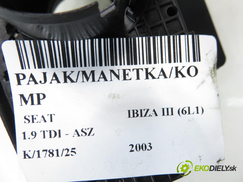 SEAT IBIZA III (6L1) HB 2003 96,00 1.9 TDI PD 130 - ASZ 1896,00 páčka/prepínač 6Q0953513E ; 283397