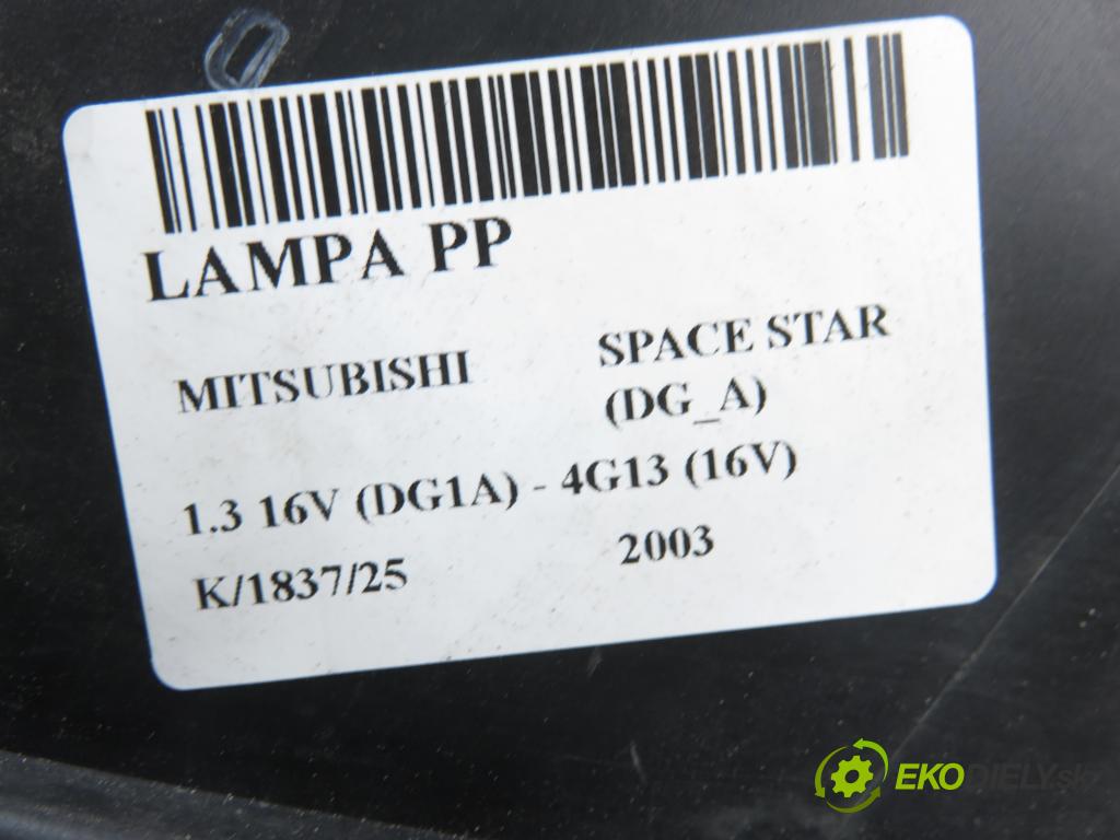 MITSUBISHI SPACE STAR nadwozie wielkoprzestrzenne (MPV) (DG_A) HB 2003 60,00 1.3 16V (DG1A) - 4G13 (16V) 1299,00 Svetlo PP 15626400