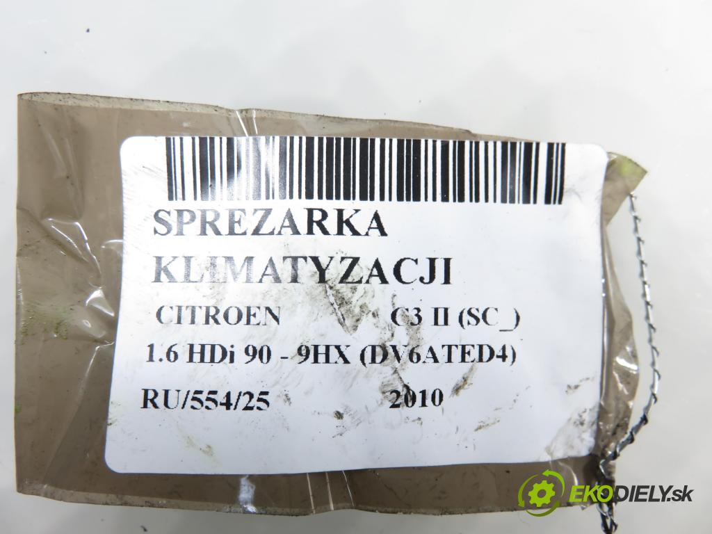 CITROEN C3 II (SC_) HB 2010 0,00 1.6 HDi 90 - 9HX (DV6ATED4) 1560,00 KOMPRESOR: klimatizácie 9800839580 (Kompresor klimatizácie)